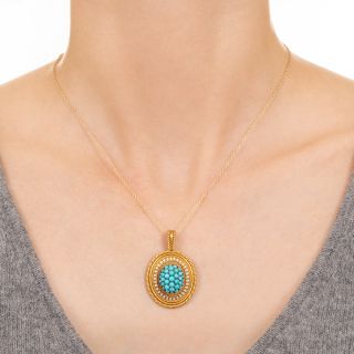 Victorian Turquoise and White Enamel Locket