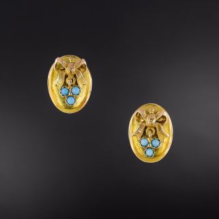 Victorian Turquoise Bow Earrings  - 2