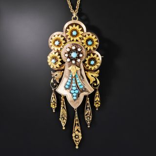 Victorian Turquoise Brooch/Pendant  - 2