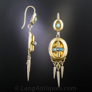 Victorian Turquoise Dangle Earrings