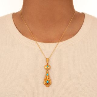 Victorian Turquoise Embossed Pendant