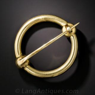 Victorian Turquoise Enamel Circle Brooch