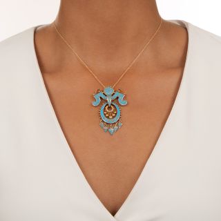 Victorian Turquoise Enamel Pendant