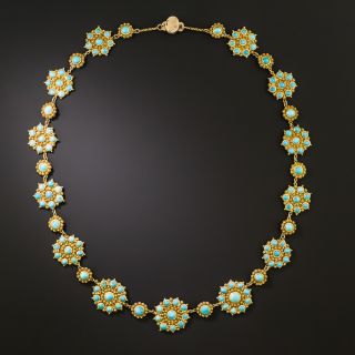 Victorian Turquoise Flower Necklace - 4