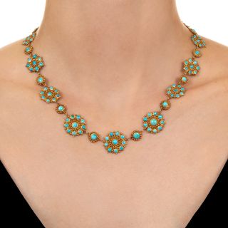 Victorian Turquoise Flower Necklace