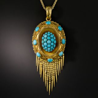 Victorian Turquoise Fringe Pendant - 3