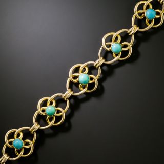 Victorian Turquoise Knot Link Bracelet, English - 2