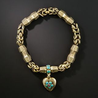 Victorian Turquoise Locket Bracelet - 2