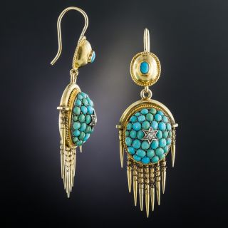 Victorian Turquoise Pave Drop Earrings