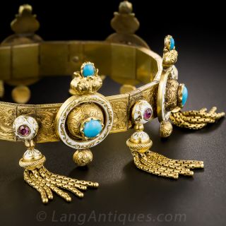 Victorian Turquoise, Ruby and Enamel Tassel Bracelet - 5
