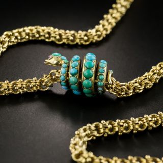 Victorian Turquoise Snake Pendant - 4