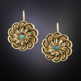 Victorian Turquoise Taille d’Epargne Earrings - 2
