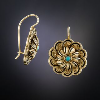 Victorian Turquoise Taille d’Epargne Earrings