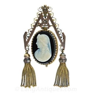 Victorian-Twin-Tassel-Cameo-Pin---Pendant--Main-View