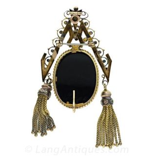 Victorian Twin-Tassel Cameo Pin / Pendant 