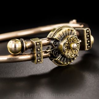 Victorian Two-Tone Gold  Etruscan Revival Bangle Bracelet