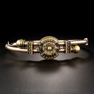 Victorian Two-Tone Gold  Etruscan Revival Bangle Bracelet