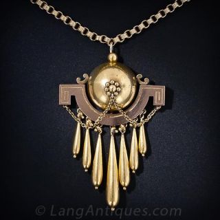 Victorian Two-Tone Gold Tassel Pendant Necklace - 1