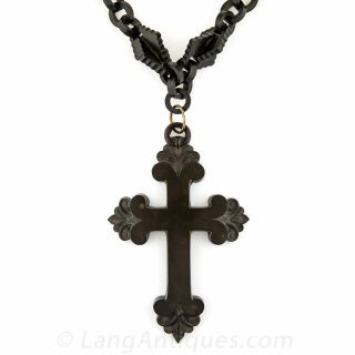 Victorian Vulcanite Chain and Cross Necklace