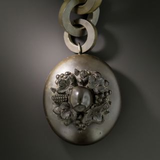 Victorian Vulcanite Locket Necklace