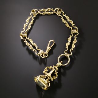 Victorian Watch Chain Bracelet with Citrine Fob - 3
