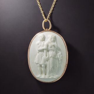 Victorian White Lava Cameo Pendant/Brooch - 2