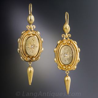 Victorian Yellow Gold Diamond Drop Earrings