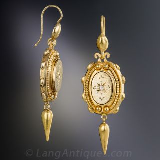 Victorian Yellow Gold Diamond Drop Earrings