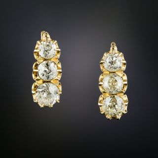 Victorian Diamond Hoop Earrings - 3