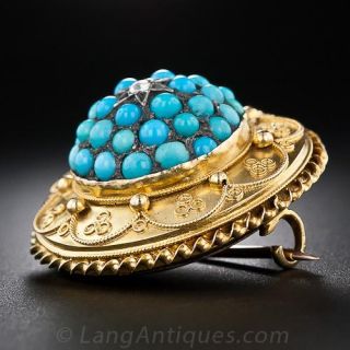 VictorianTurquoise Brooch & Earring Set