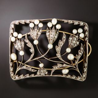 Vienna Secession Plaque de Cou Natural Pearl and Diamond Barrette - 2