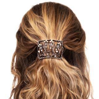 Vienna Secession Plaque de Cou Natural Pearl and Diamond Barrette