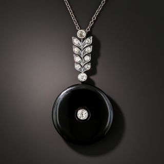 Viennese Art Deco Diamond and Onyx Pendant - 3
