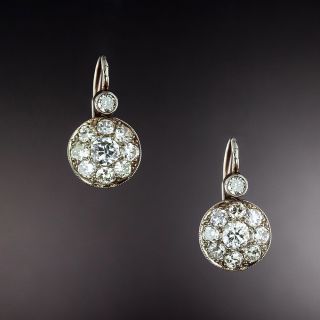 Viennese Vintage Diamond Cluster Earrings - 1