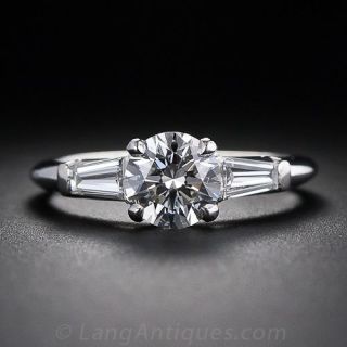 Vintage 1.00 Carat Diamond Platinum Engagement Ring