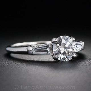 Vintage 1.00 Carat Diamond Platinum Engagement Ring