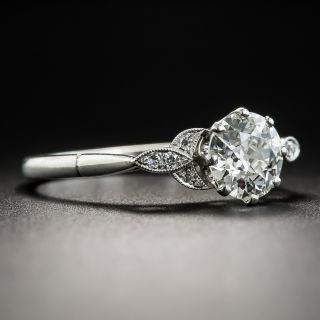 Vintage 1.01 Carat Diamond Platinum Vintage Engagement Ring - GIA I SI1