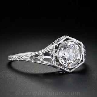 Vintage 1.04 Carat Diamond Filigree Ring
