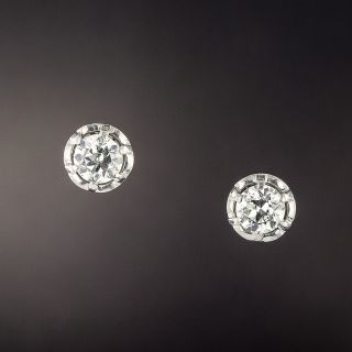 Vintage 1.10 Carats Diamond Stud Earrings - 1