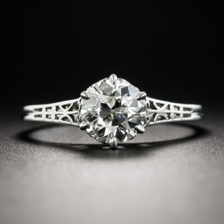 Vintage 1.12 Carat Diamond Platinum Solitaire Engagement Ring - GIA K VS2