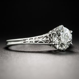 Vintage 1.12 Carat Diamond Platinum Solitaire Engagement Ring - GIA K VS2