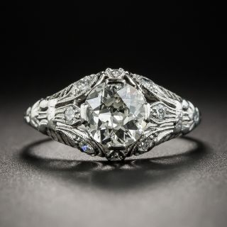 Vintage 1.15  Carat Diamond Platinum Engagement Ring - 1