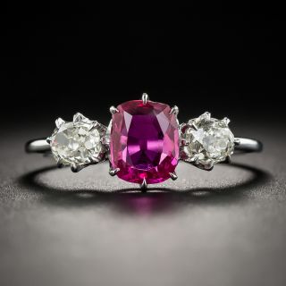 Vintage 1.15 Ct. Burma No-Heat Ruby and Diamond Ring - 3