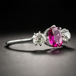 Vintage 1.15 Carat Burma No-Heat Ruby and Diamond Ring