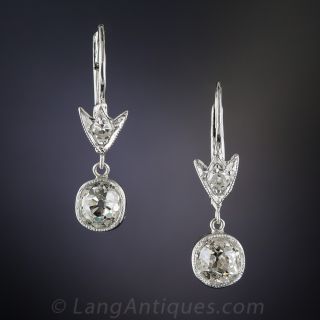 Vintage 1.28 Carat Diamond Dangle Earrings