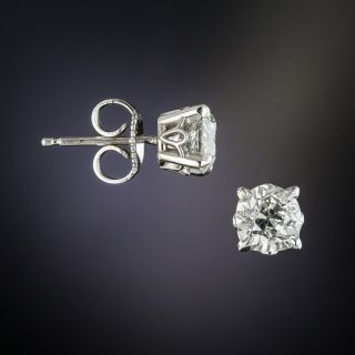 Vintage 1.32 Carat European-Cut Diamond Ear Studs