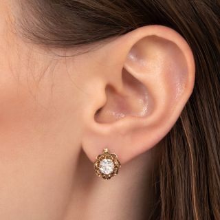 Vintage 1.50 Carat Total Weight Diamond Drop Earrings