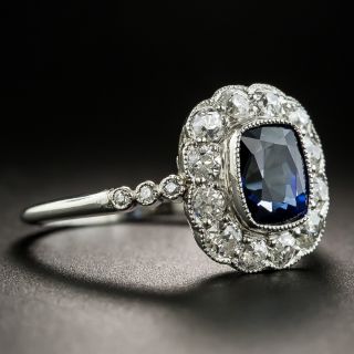 Vintage 1.70 Ct. No-Heat Sapphire Platinum Diamond Ring