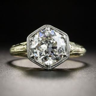 Vintage 1.76 Carat European-Cut Diamond Solitaire Engagement Ring