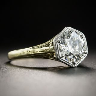 Vintage 1.76 Carat European-Cut Diamond Solitaire Engagement Ring
